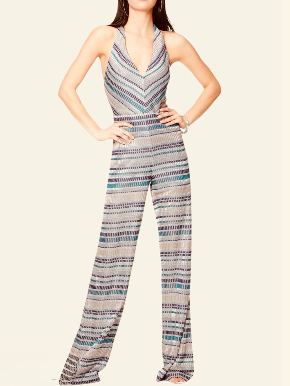 Ramy Brook Riana Printed Halter Jumpsuit Shimmer size‎ 4